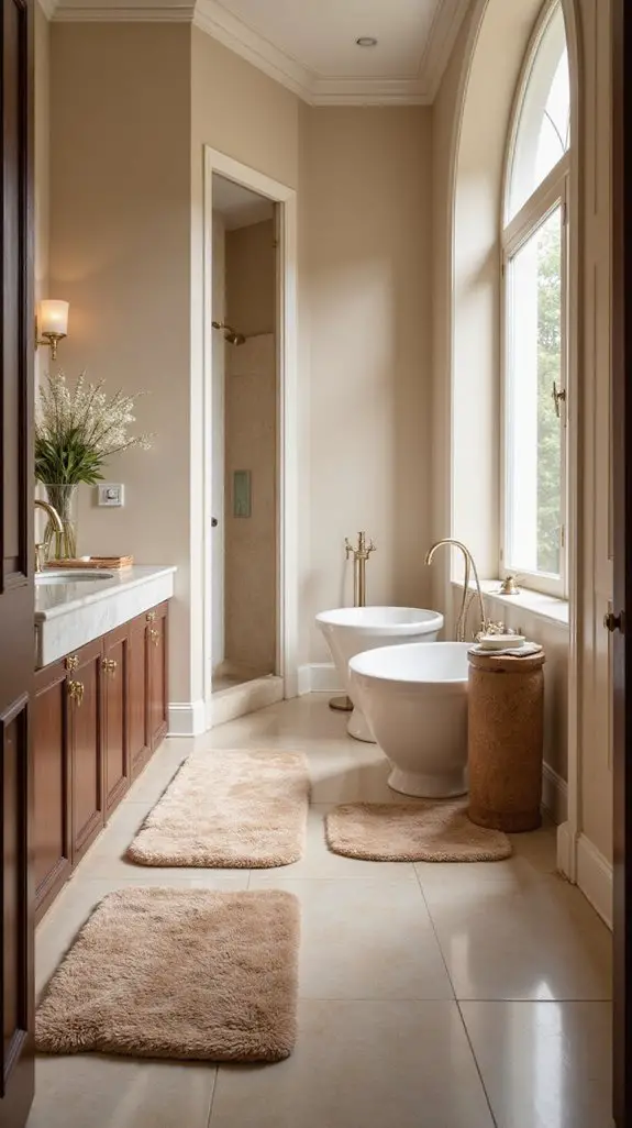 elegant warm tone bath mats