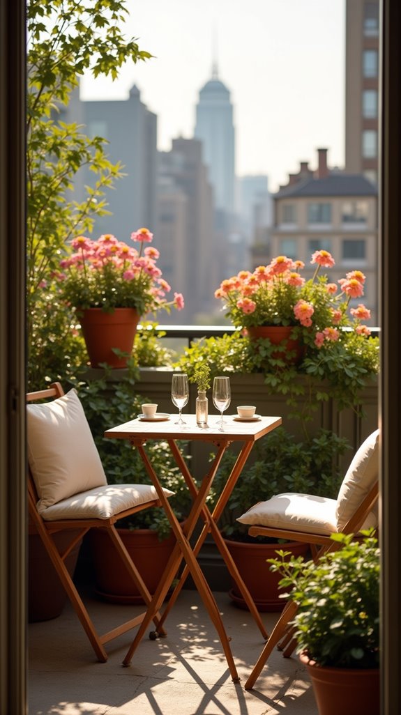 folding furniture maximizes balcony space