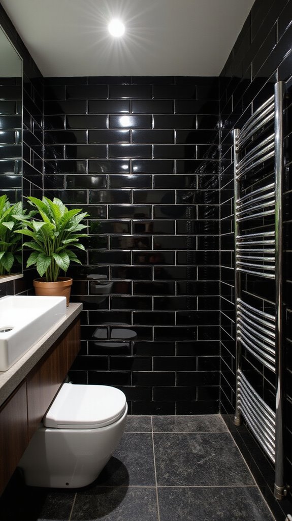 glossy black statement wall