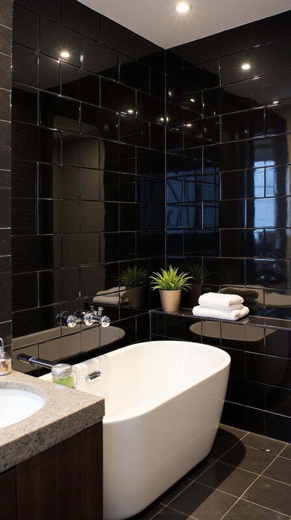 glossy black tile elegance