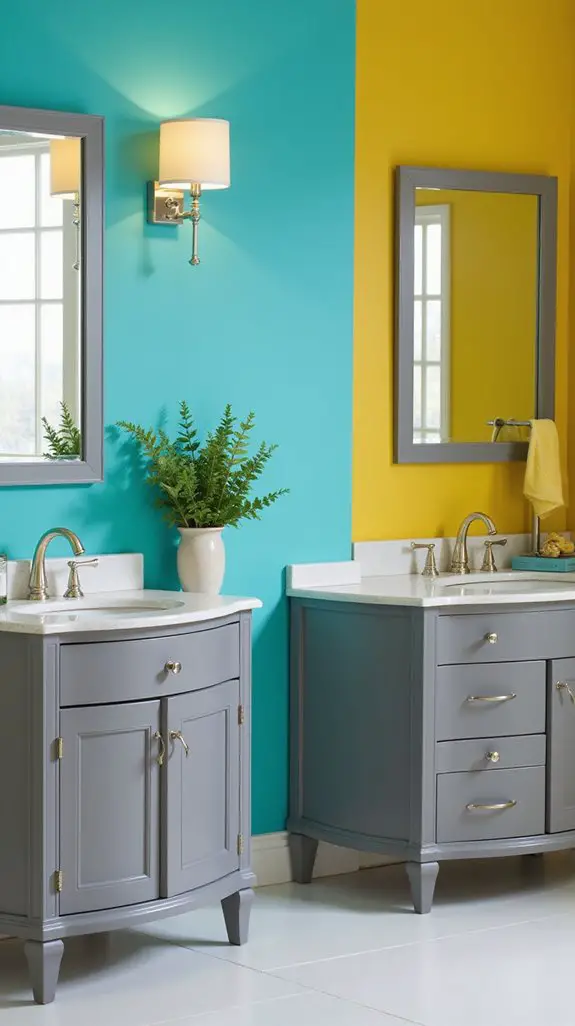 gray vanities colorful accents