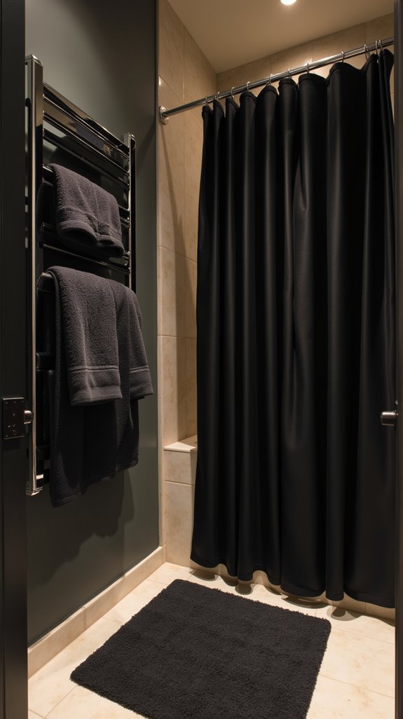 luxurious black bathroom textiles