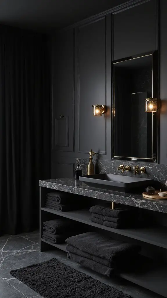 luxurious black bathroom textiles