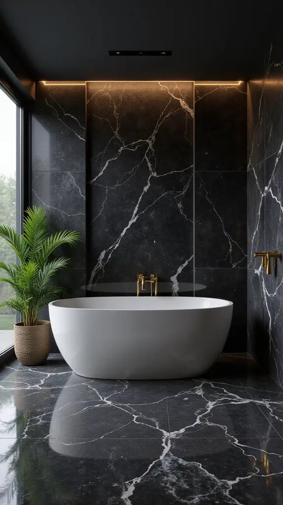 luxurious black marble accents