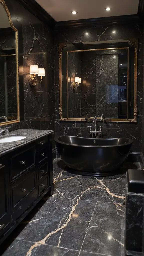 luxurious black marble flooring