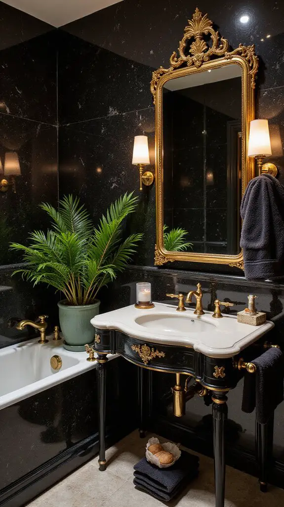 luxurious black marble vanity