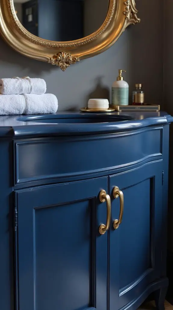 luxurious blue lacquer vanity
