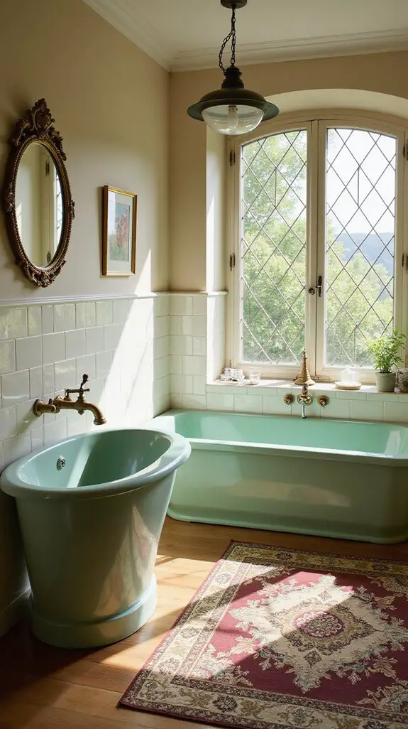 mismatched vintage bathroom fixtures