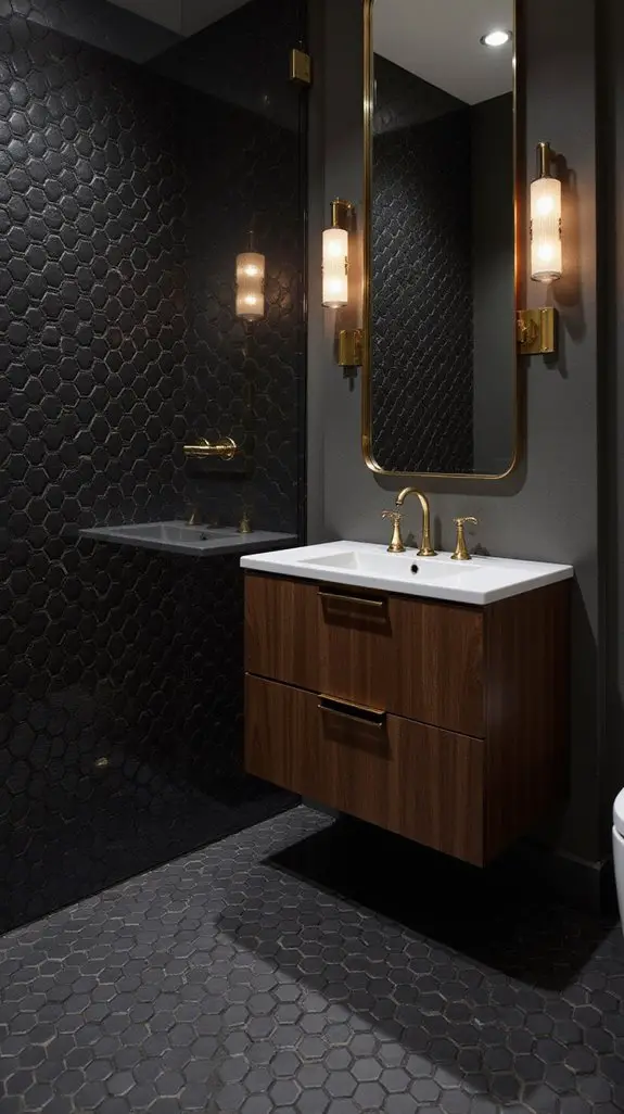 modern vanity black tiles