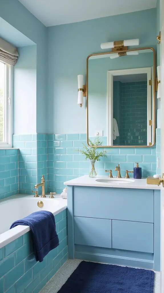 monochromatic blue bathroom design