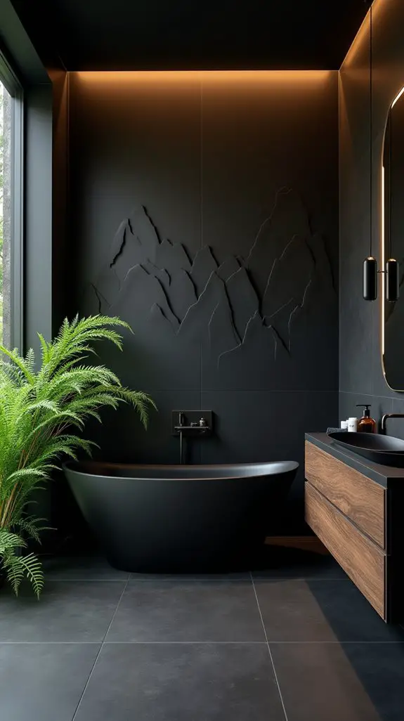 nature inspired black bathroom elements