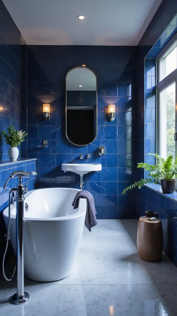navy blue bathroom elegance