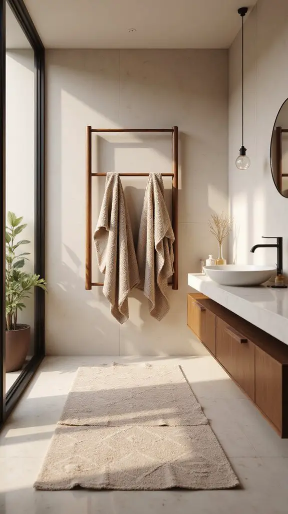 neutral towels and rugs