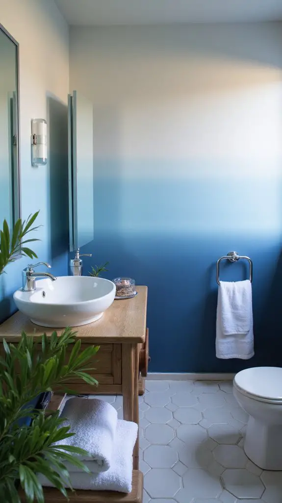 ombre blue bathroom transformation