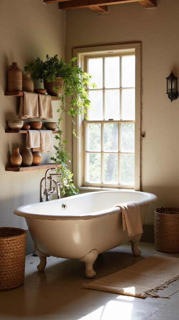 rustic bathroom with beige accents