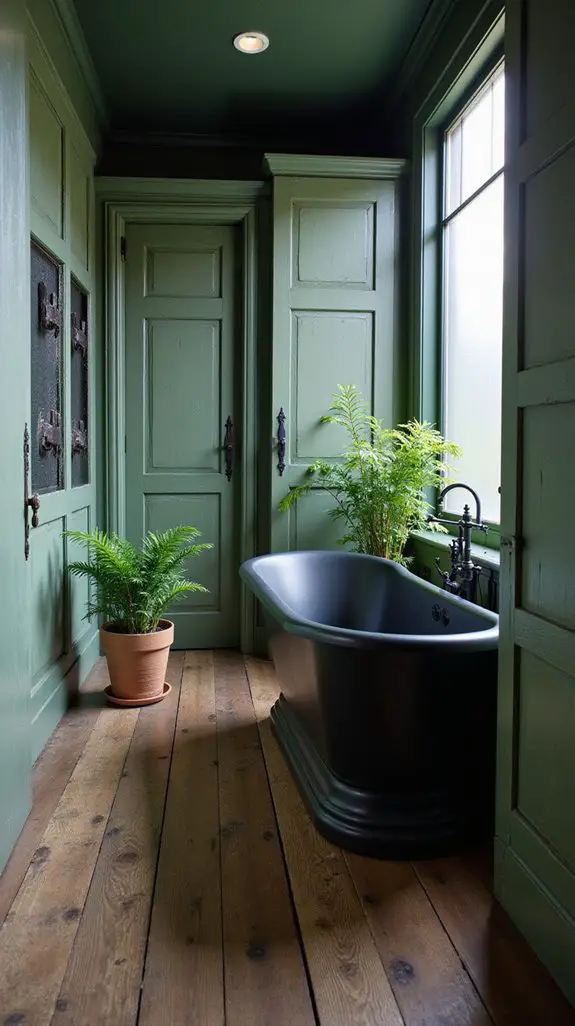 rustic green cabinets charm