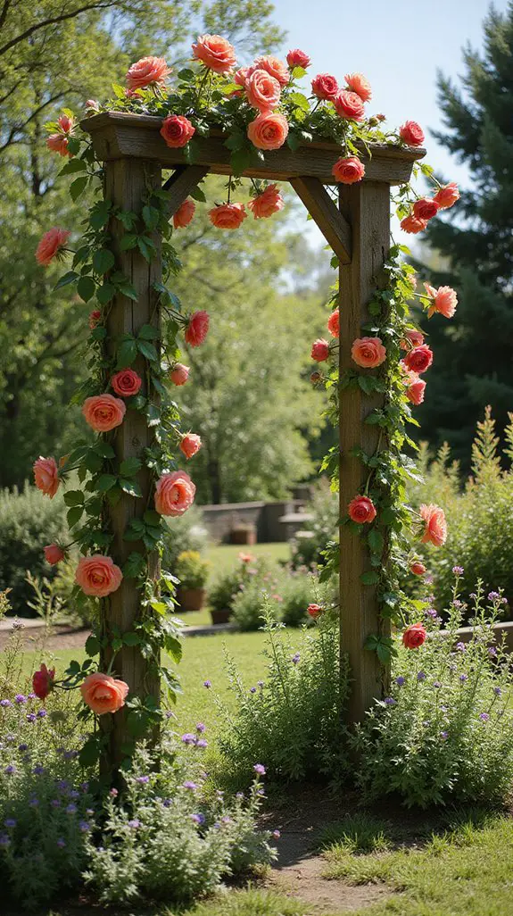 rustic trellis with roses