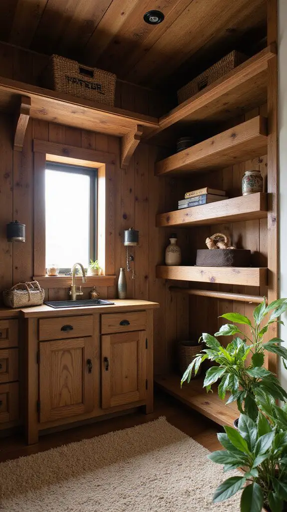 rustic wooden shelving charm