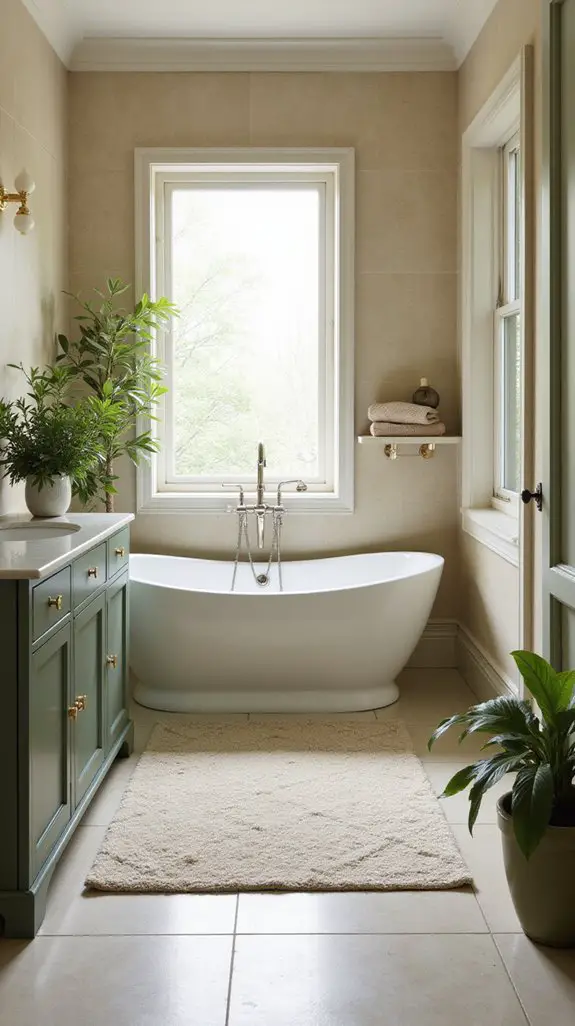 sage green serene bathroom accents