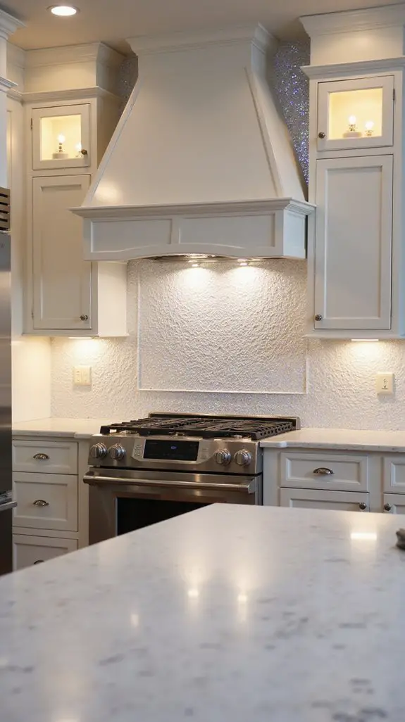 shimmering pearlized kitchen backsplash