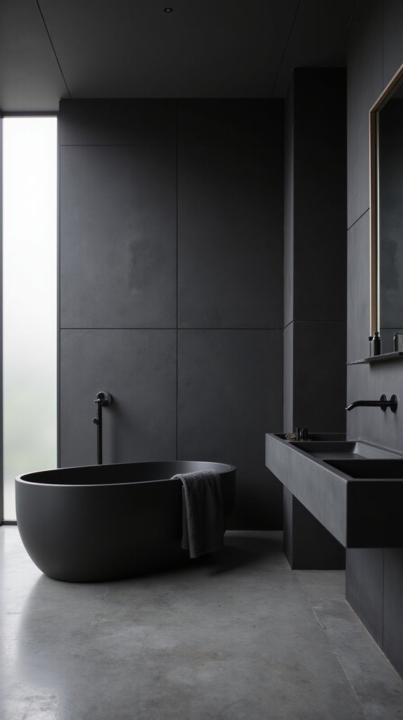 sleek black minimalist bathroom