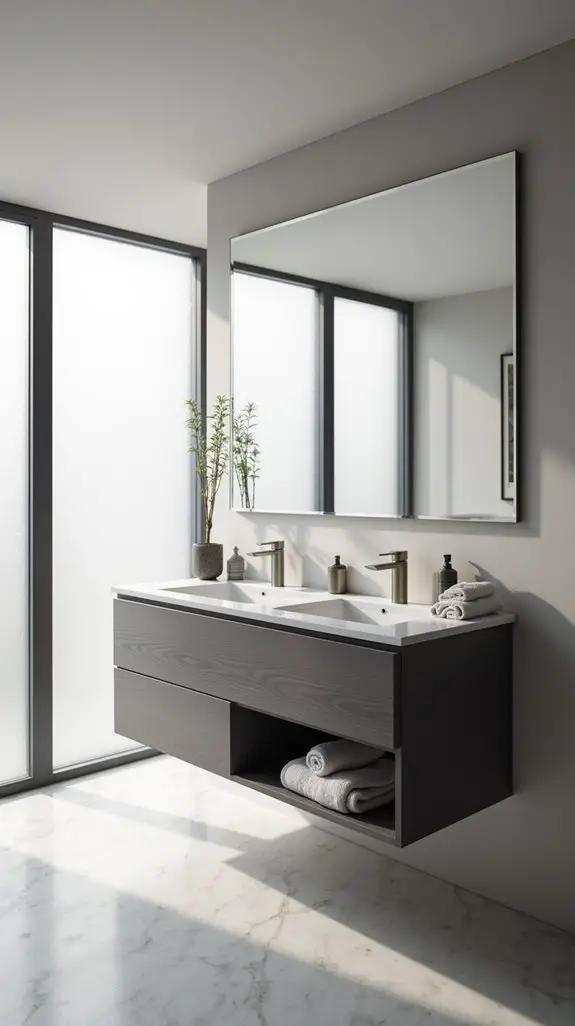sleek floating gray vanities