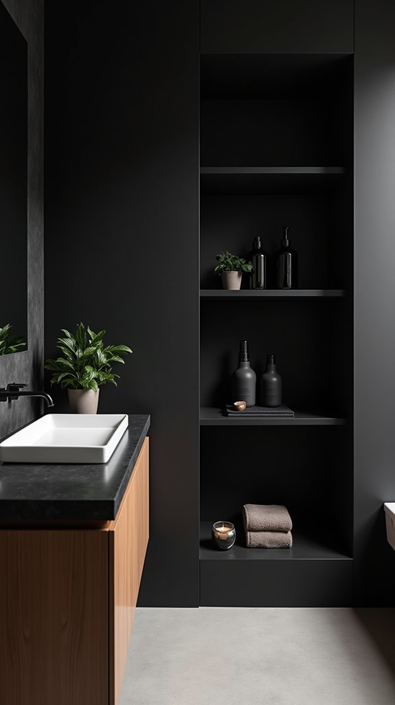 sleek minimalist black shelving