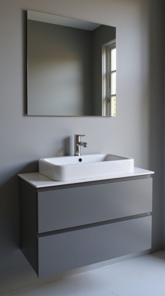 sophisticated minimalist gray vanity