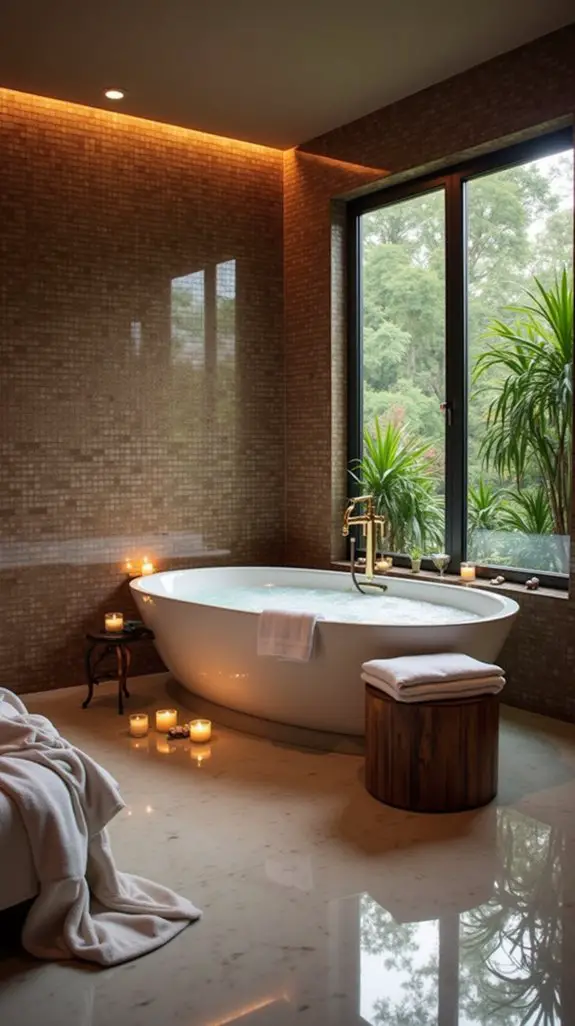 spa like brown tile sanctuary