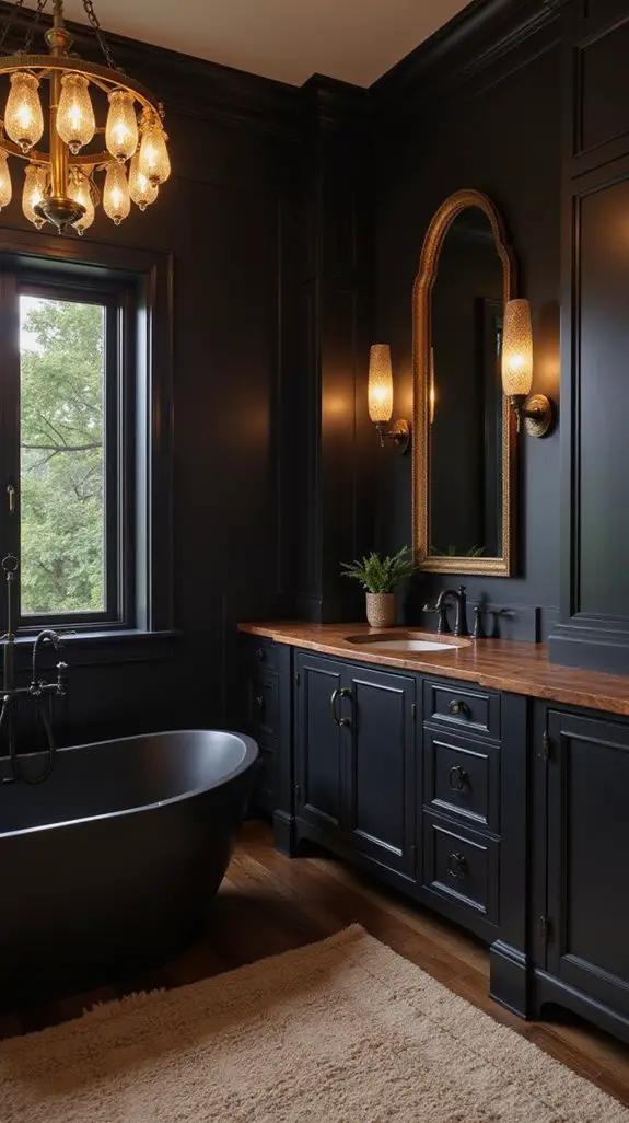 stunning black and wood lighting