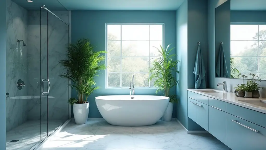 stunning contemporary blue bathroom