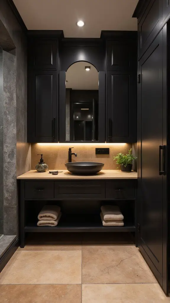 stylish black and tan vanity