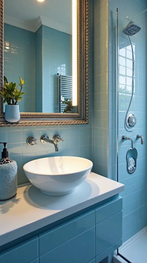 stylish blue bathroom accessories
