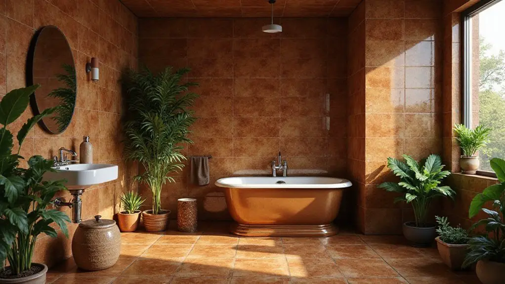 stylish brown tile bathrooms