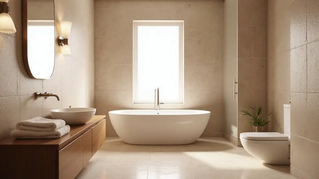 stylish contemporary beige bathrooms