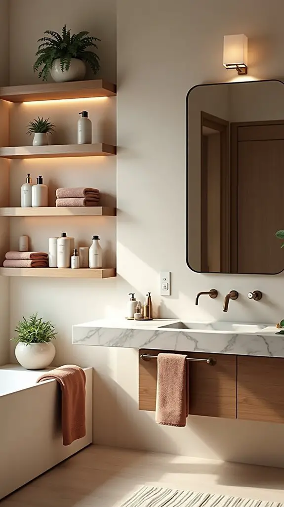 stylish cream and brown shelves