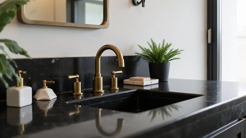 stylish dark bathroom surfaces