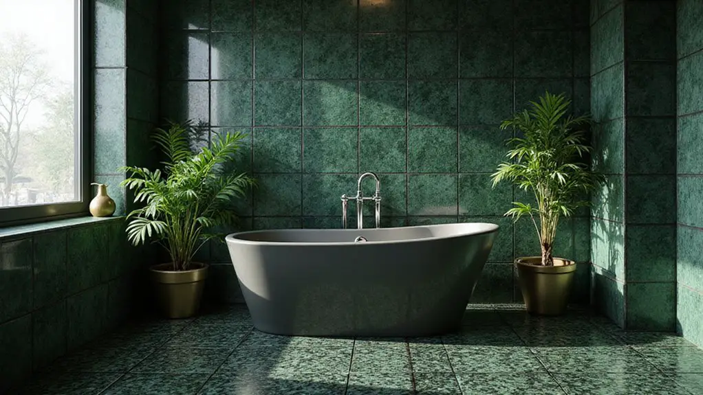 stylish green and black bathrooms