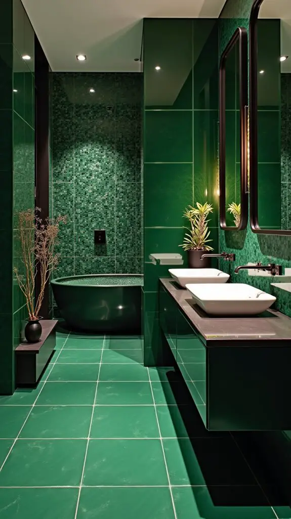 stylish green tile bathroom