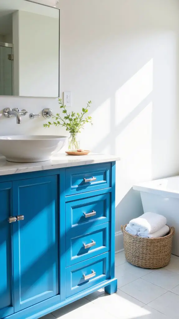 stylish painted blue cabinets
