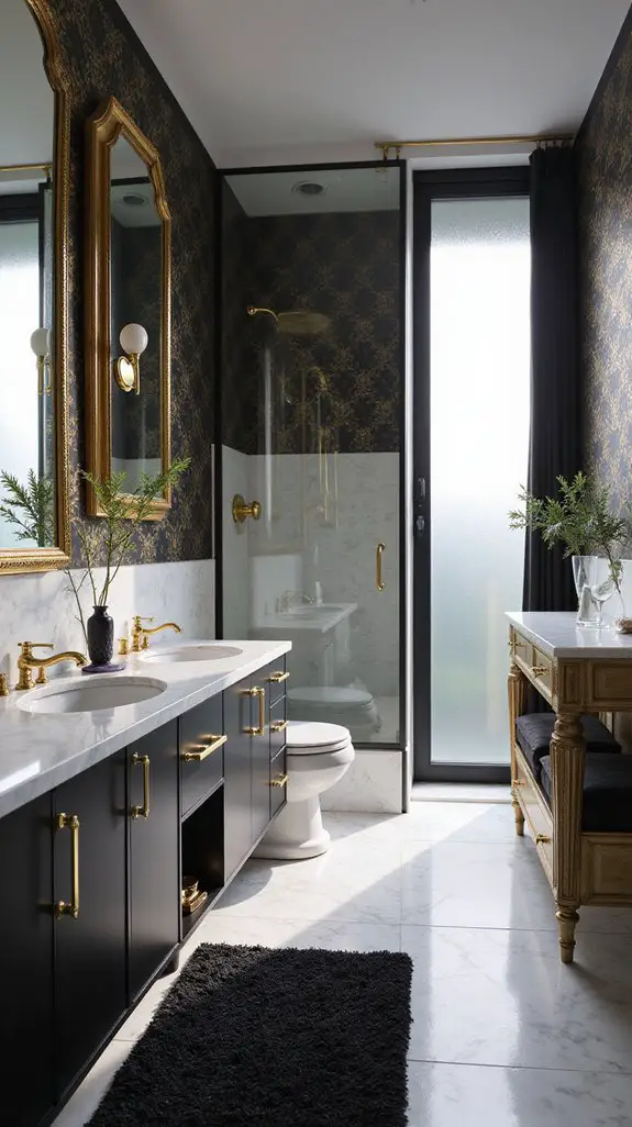 textured black bathroom rug