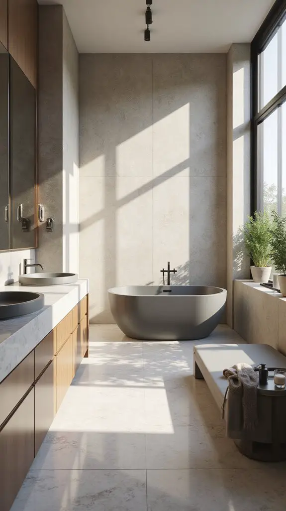 tranquil grey and beige bathroom