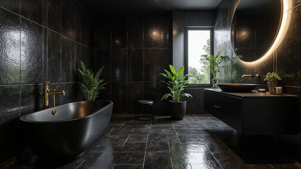 trendy black bathroom flooring