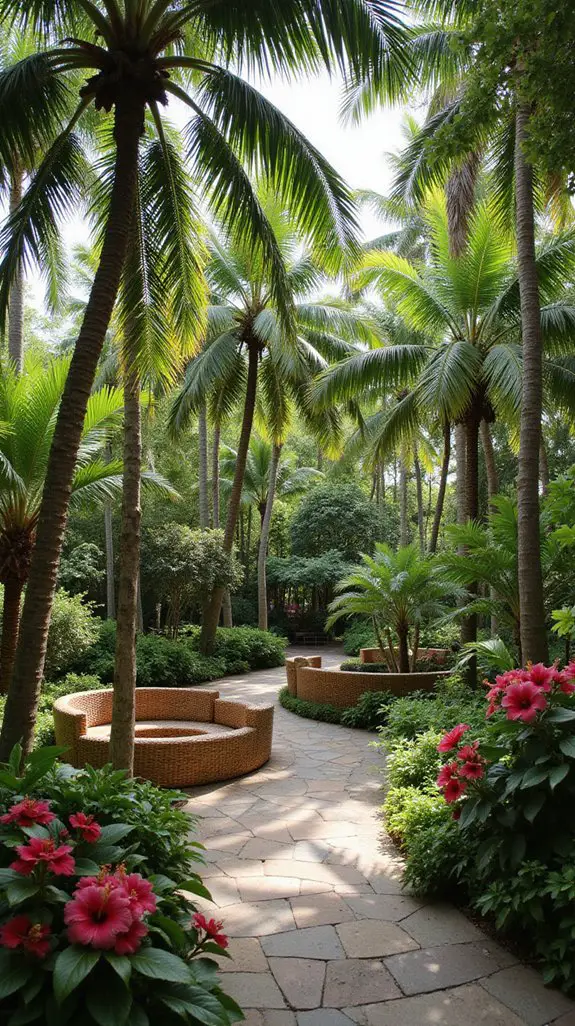 tropical garden palm accents