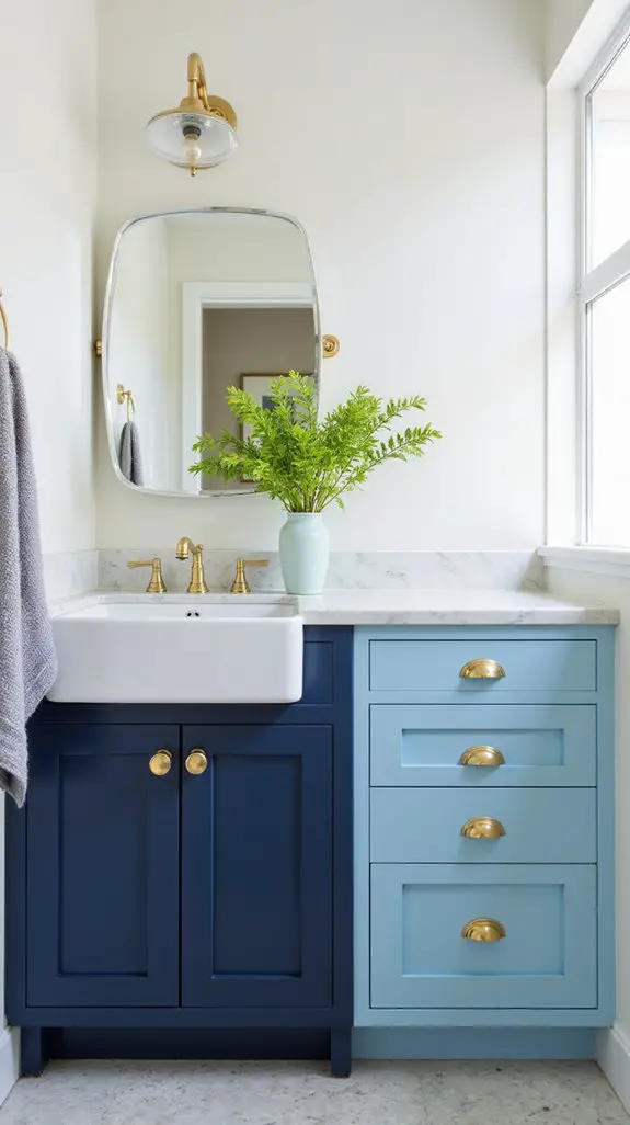 two tone blue cabinets elevate
