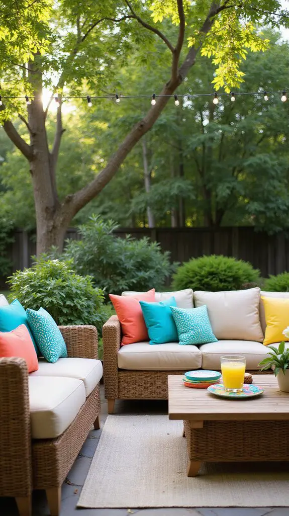 vibrant outdoor pillow decor
