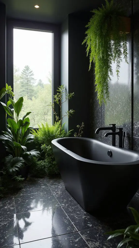 vibrant plants enhance black