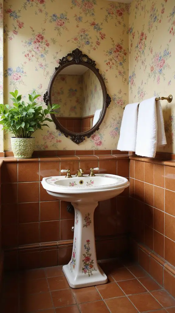 vintage floral bathroom charm