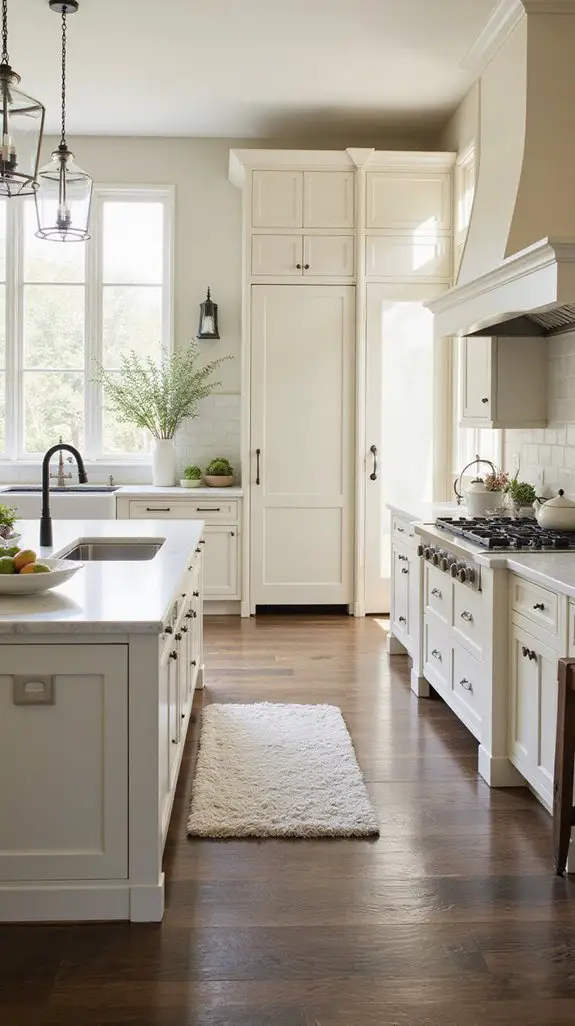 warm creamy whites charcoal browns