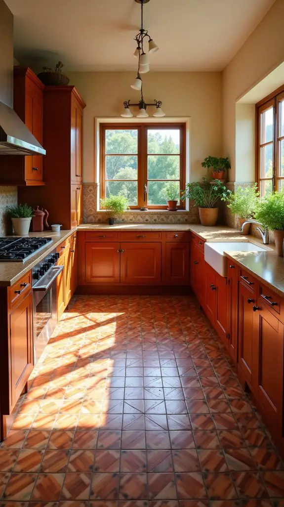 bold terracotta kitchen patterns